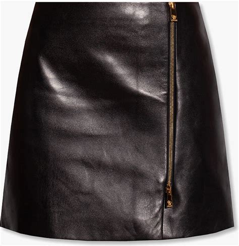 versace black leather skirt